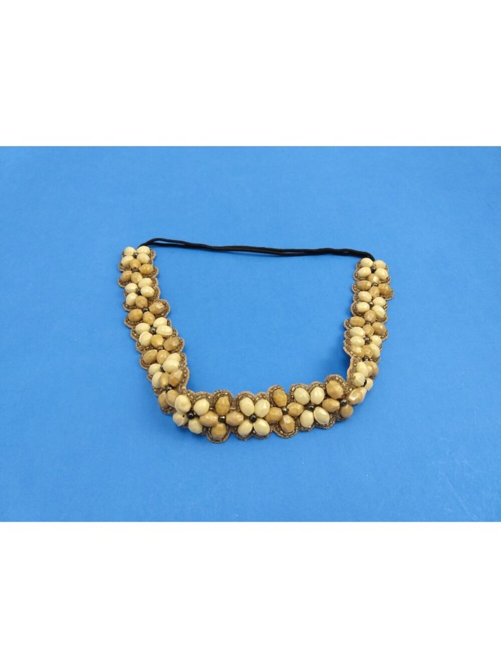 Natural Brown Carved Stone Floral Headband Necklace Choker Wrap
